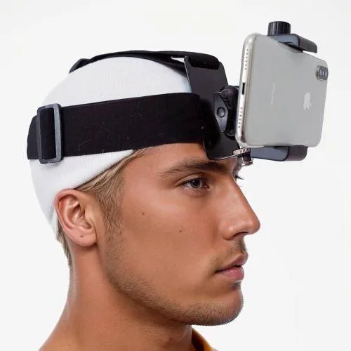 Capture hands-free video with the Adjustable Head Strap Mount, the ultimate accessory for creating first-person-view (POV) content. 

This versatile headband is designed to securely hold your smartphone (4-7 inches) or action camera, making it perfect for VLOGging, sports, hiking, cycling, and more. 

Crafted from comfortable stretch nylon with anti-slip features and a breathable sponge pad, it ensures stability even during intense activities. 

The flexible, adjustable design accommodates different head sizes and allows for both horizontal and vertical shooting, providing a stable platform for your next adventure.